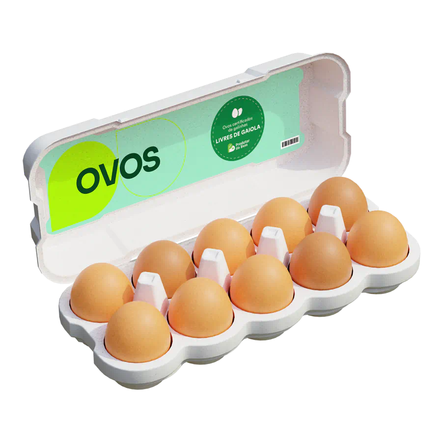 Embalagem de ovos certificados Produtor do Bem livres de gaiola com 10 unidades